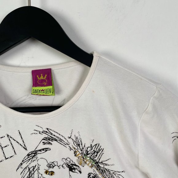 Save the Queen Bejeweled Screen-Printed "Bad Queen" Long-Sleeve T-Shirt - Picture 2 of 4